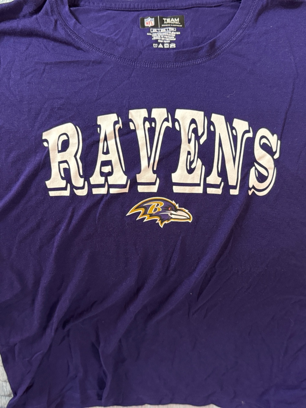 NFL Purple Ravens Graphic Tee with White and Gold Accents